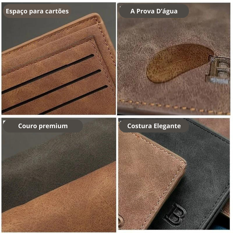 Carteia Masculina de Couro Slim